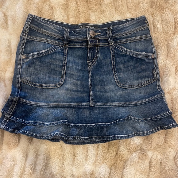 Silver Jeans Blue Denim Skater Skirt - Picture 1 of 4